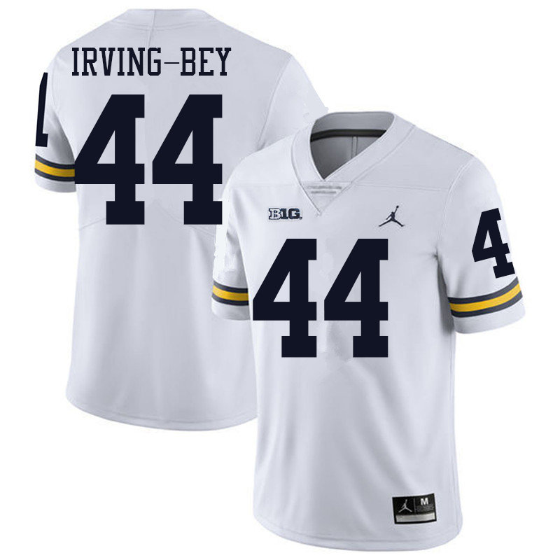 Jordan Brand Men #44 Deron Irving-Bey Michigan Wolverines College Football Jerseys Sale-White